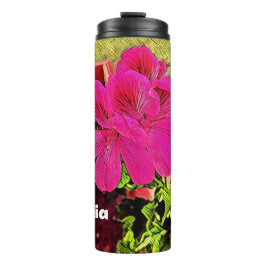 classic rustic retro blooming flower thermosbecher