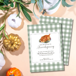 Classic Sage et Plaid Thanksgiving Invitation