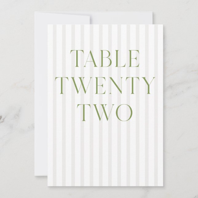 Classic Sage Green & Beige Wedding 22 Tischnummern (Vorderseite)