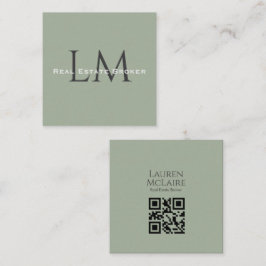 Classic Sage Green Business QR Branding Telefonnummerkarte
