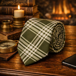 Classic Sage Green Kariert Krawatte