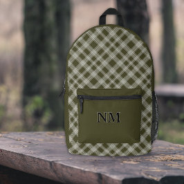 Classic Sage Green Kariert Personalisiert Bedruckter Rucksack