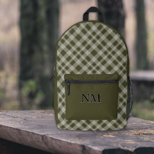 Classic Sage Green Kariert Personalisiert Bedruckter Rucksack