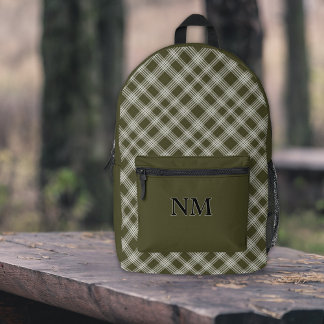 Classic Sage Green Kariert Personalisiert Bedruckter Rucksack