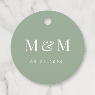 Classic Sage Green Monogram Typography Wedding Geschenkanhänger