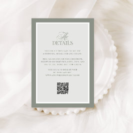 Classic Sage Green | QR Code Wedding Guest Details Begleitkarte