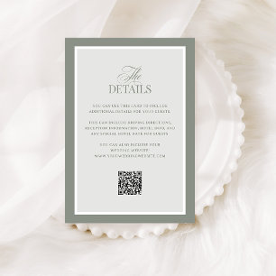 Classic Sage Green QR Code Wedding Guest Details Begleitkarte