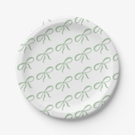 Classic Sage Green Ribbon Baby Dusche Pappteller