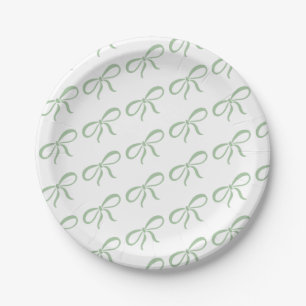 Classic Sage Green Ribbon Baby Dusche Pappteller