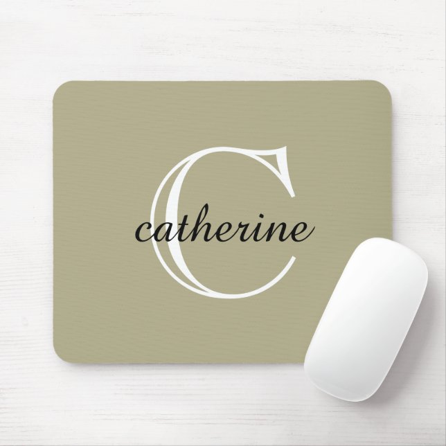 Classic Sage Green Script Monogram Mousepad (Mit Mouse)