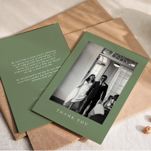 Classic Sage Green Wedding Foto Dankeschön Card Dankeskarte