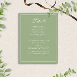 Classic Sage Green & White Border Wedding Details Begleitkarte