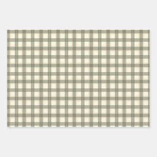 Classic Sage Tartan Wrapping Paper Sheet Set Geschenkpapier Set