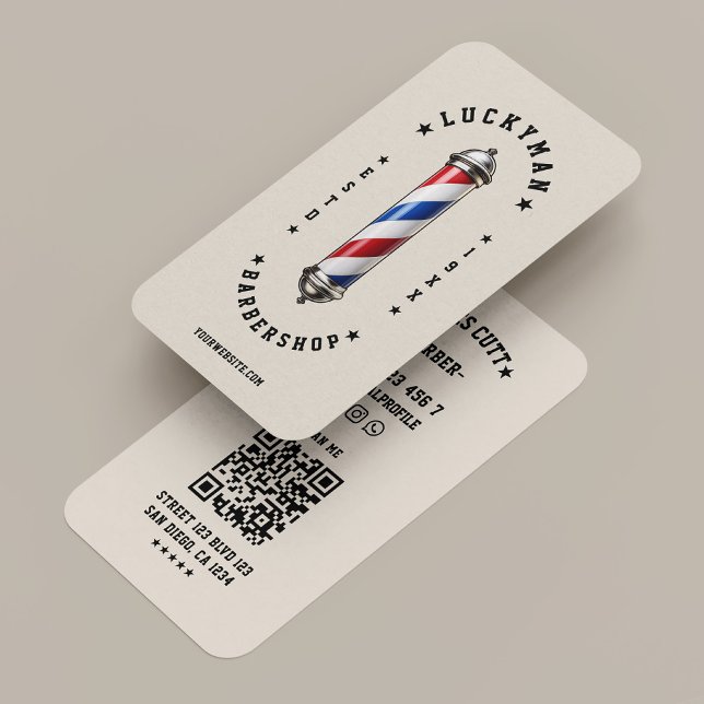 Classic Sand Red White Blue Barber Pole Barbershop Visitenkarte (Classic Sand Red White Blue Barber Pole Barbershop Business Card
)