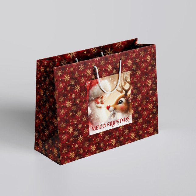 Classic Santa and Red Nose Rudolph Christmas Bag Große Geschenktüte (Classic Santa and Red Nose Rudolph Christmas Bag)