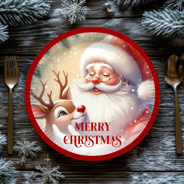 Classic Santa Cartoon Kids Christmas Party Paper P Pappteller (Classic Santa Cartoon Kids Christmas Party Paper Plates

)