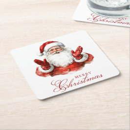 Classic Santa Claus Frohe Weihnachten Rechteckiger Pappuntersetzer