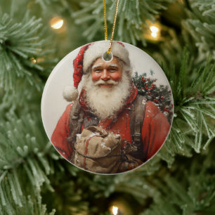 Classic Santa Claus Heartwarming Weihnachten Kunst Keramik Ornament