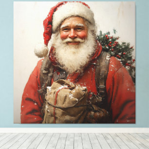 Classic Santa Claus Heartwarming Weihnachten Kunst Leinwanddruck