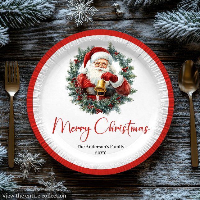 Classic Santa Claus Vintage Merry Christmas Plate Pappteller (Classic Santa Claus Vintage Merry Christmas Plate)