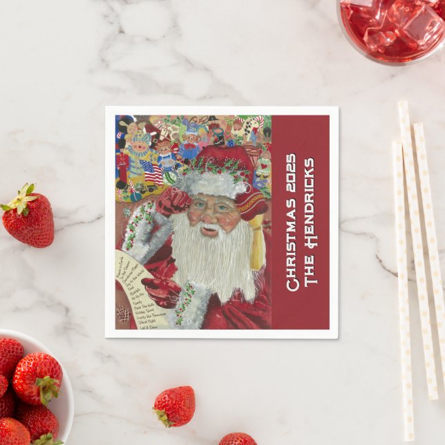 Classic Santa Holiday 2025 — Custom Family Serviette (Beispiel)