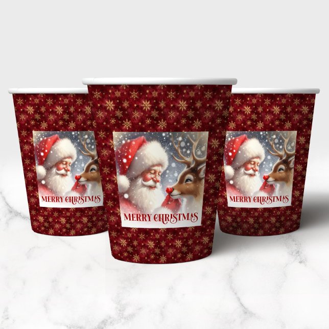 Classic Santa Rudolph Cute Holiday Party Drink Cup Pappbecher (Classic Santa Rudolph Cute Holiday Party Drink Cup)