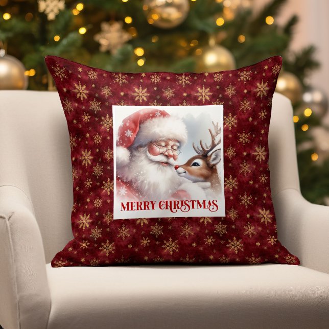 Classic Santa Rudolph Holiday Pillow Christmas  Kissen (Classic Santa Rudolph Holiday Pillow Christmas Decor

)