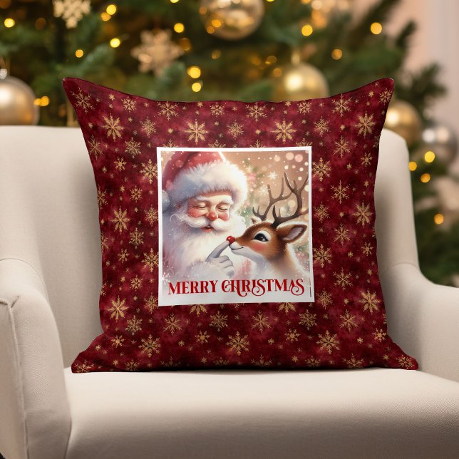 Classic Santa Rudolph Pillow Merry Xmas Warmth  Kissen (Classic Santa Rudolph Pillow Merry Xmas Warmth )