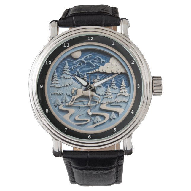 Classic Santa Starry Night  Armbanduhr (Vorderseite)