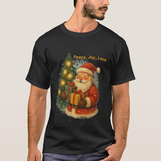 Classic Santa Under the Tree Christmas T-shirt (Devant)