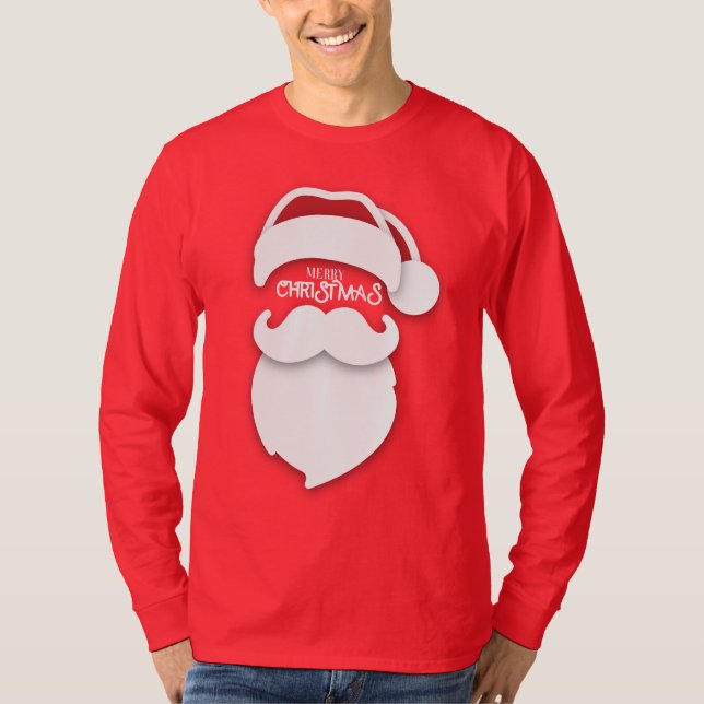 "Classic Santa Vibes" - festlicher Bart & Cap Chri T-Shirt (Vorderseite)