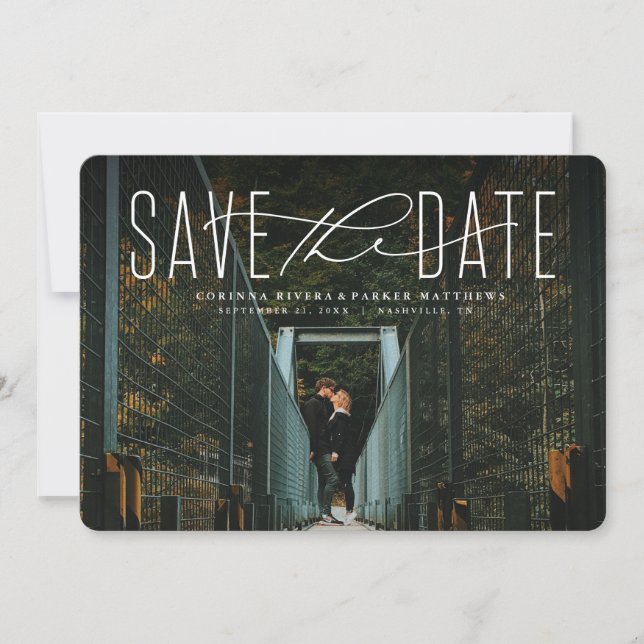 Classic Save the Date weiße Fotokarte (Vorderseite)