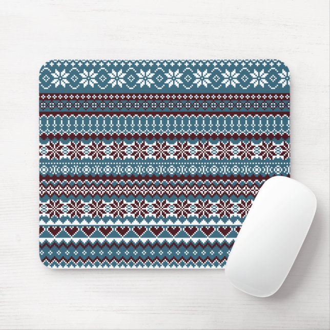 Classic Scandinavian Christmas Sweater Pattern Mousepad (Mit Mouse)