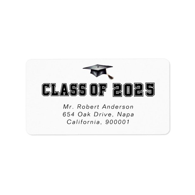 Classic Schriftart Class of 2024 Abschluss Address Adressaufkleber (Vorne)