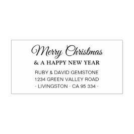 Classic Script Merry Christmas Happy New Year  Permastempel