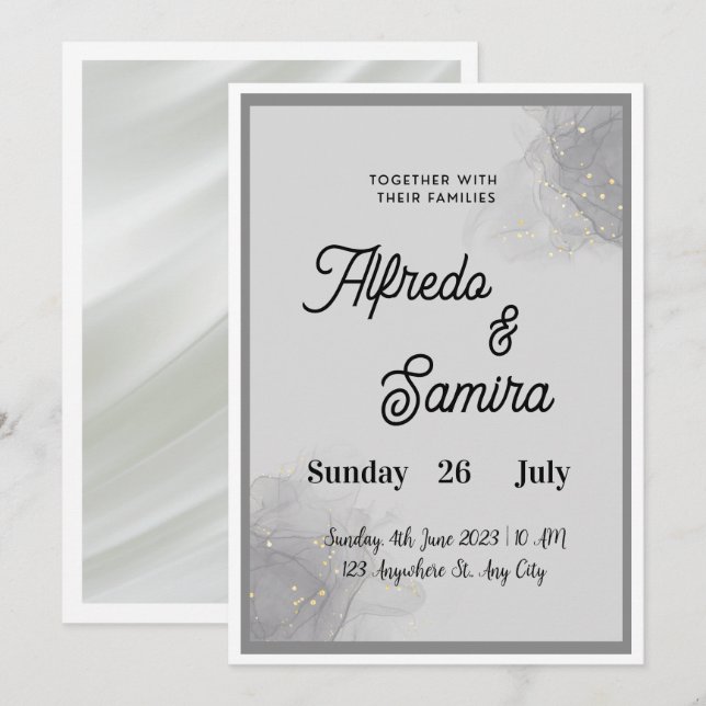 Classic Script Wedding Invitation Einladung (Vorne/Hinten)
