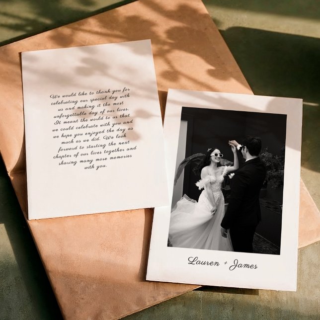 Classic Script Wedding Photo Thank You Card Dankeskarte (Von Creator hochgeladen)