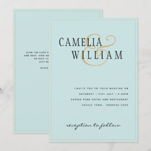 Classic Sea Glass Aqua Green Gold Wedding Einladung
