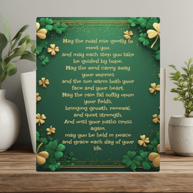 Classic Shamrock Celtic Irish Blessing Good Luck Fotoplatte (Classic Shamrock Celtic Irish Blessing Good Luck Plaque)