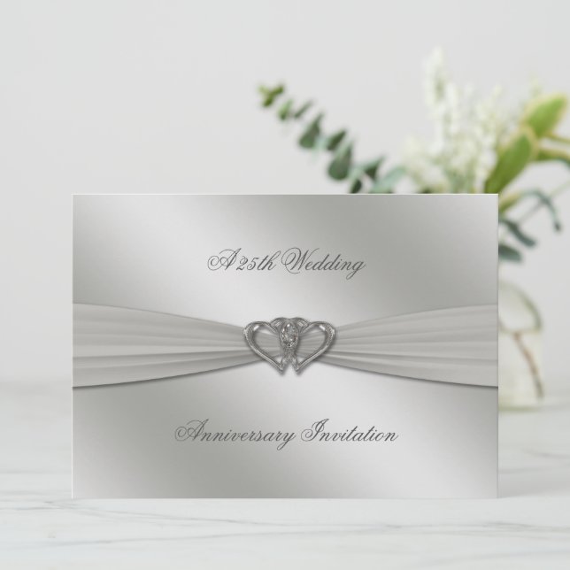 Classic Silver 25. Hochzeitstag 12x18 Einladung (Stehend Vorderseite)