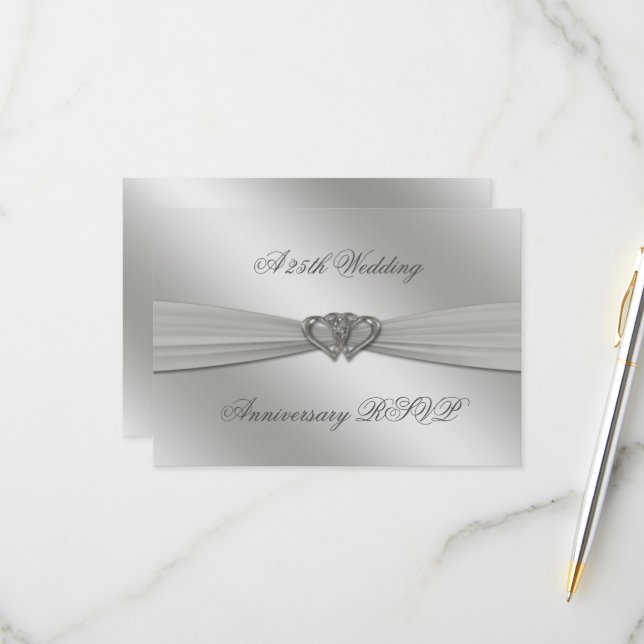 Classic Silver 25. Hochzeitstag UAWG RSVP Karte (Vorderseite/Rückseite Beispiel)