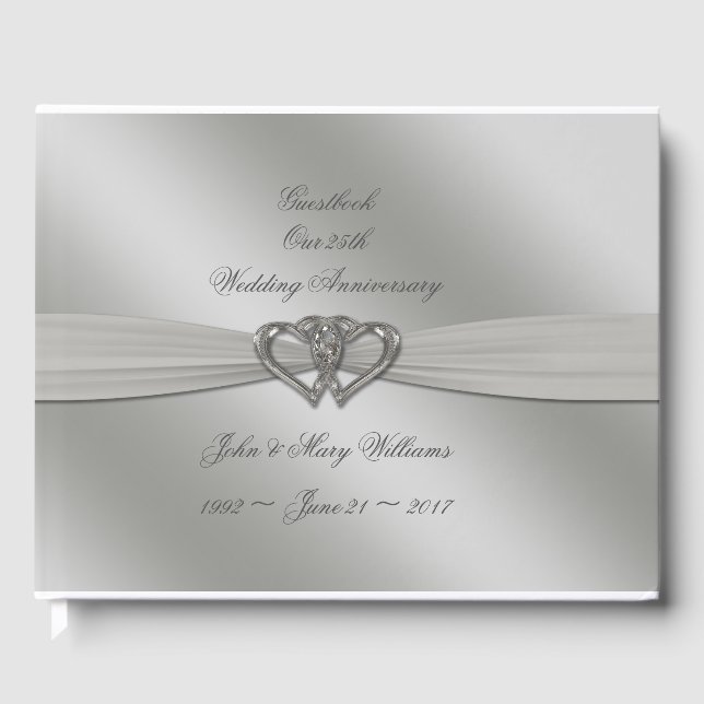 Classic Silver 25. Wedding Anniversary Gästebuch (Vorderseite)