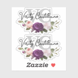 Classic Silver Floral Rose Persönlicher Name Logo  Aufkleber