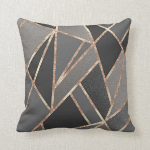 Classic Silver Gray Charcoal Rose Gold Geo #1 Kissen