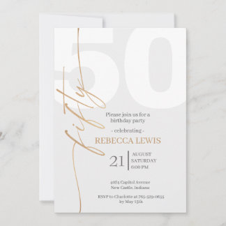 Classic Simple 50th Modern Adult Birthday Einladung