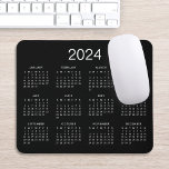 Classic Simple Black and White 2024 Calendar Mousepad<br><div class="desc">Ein einfaches klassisches 2024 Kalendermauspad mit weißer Schrift auf schwarzem Hintergrund. Sie können sogar mehr Text oder Bilder hinzufügen,  die Hintergrundfarbe anpassen.</div>