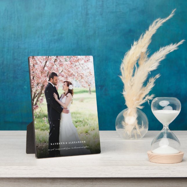 Classic Simple Black Gradient Wedding Foto Easel Fotoplatte (Seite)