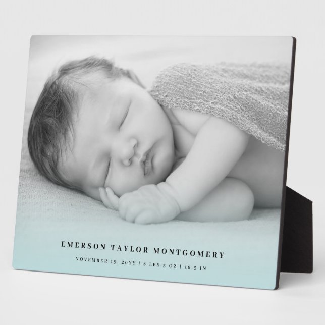 Classic Simple Blue Gradient New Baby Foto Easel Fotoplatte (Seite)