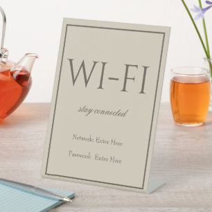 Classic Simple Brown Wi-Fi Guest Pedestal Sign Sockelschild