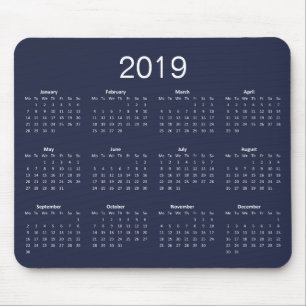 Classic Simple Custom Color 2019 Calendar Mousepad